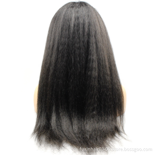 Hairstyles Human Hair Full Lace Wig Remy Hair WEAVING Machine Nature Indonesia Ebony Yaki Perm Straight Swiss Lace Natural Color